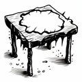 Decayed Table With Hole: Boldly Black And White Tattoo-inspired Drawing