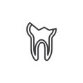 Decayed teeth line icon