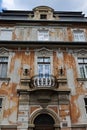 Decaying classicistic town house with typical balcony and windows, located in Esztergom, Hungary.