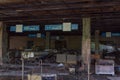 Decaying market place in Pripyat, abandoned after the nuclear explosion in Chernobyl, Ukraine