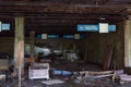 Decaying market place in Pripyat, abandoned after the nuclear explosion in Chernobyl, Ukraine