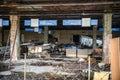 Decaying market place in Pripyat, abandoned after the nuclear explosion in Prypiat, Ukraine. December 2019