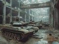 Abandoned Industrial Scene with Derelict Tanks Royalty Free Stock Photo