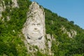 Decebal Head Sculpted in Rock, Carved in the Mountains, Esalnita, Danube Gorges (Cazanele Dunarii Royalty Free Stock Photo