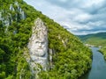 Decebal's Head carved in rock, Danube Gorges, Iron Gates, Royalty Free Stock Photo