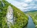 Decebal`s Head carved in rock, Danube Gorges, Romania Royalty Free Stock Photo