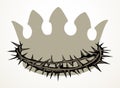 Precious golden crown with thorns. Vector drawing