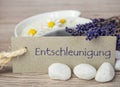 Deceleration banner Wellness background in german Royalty Free Stock Photo