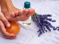 Deceleration Woman massages herself with a massage ball