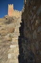 December 28, 2013. Albarracin, Teruel, Aragon, Spain. Medieval Fortress Walls Alcazar Very Well Preserved. History, Travel, Nature Royalty Free Stock Photo