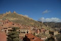 December 28, 2013. Albarracin, Teruel, Aragon, Spain. Views Of The Castle And Medieval Village From The Atrium Of The Cathedral. Royalty Free Stock Photo