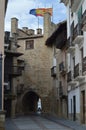 December 27, 2013. Beautiful Entrance to the Medieval Historic Town Hall in Rubielos De Mora, Teruel, Aragon, Spain. Travel,