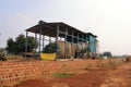 December 17 2022 - Bidar, Karnataka, India: Modern day, operating small sugar cane factory in central India