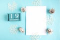 December 19. Blue cube calendar with month and date Royalty Free Stock Photo