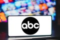 December 16, 2023, Brazil. The American Broadcasting Company (ABC) logo is displayed on a smartphone Royalty Free Stock Photo