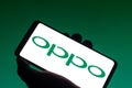 December 14, 2021, Brazil. In this photo illustration the OPPO logo seen displayed on a smartphone