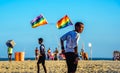 December 06, 2016. Brazilian boys playing football on Copacabana