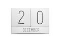 December 20 calendar Royalty Free Stock Photo