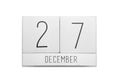 December 27 calendar