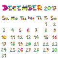 December 2017 calendar