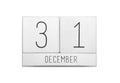 December 31 calendar