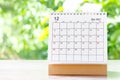 December 2021 Calendar desk for organizer to plan and reminder Royalty Free Stock Photo