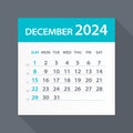 December 2024 Calendar Green Leaf - Vector Illustration