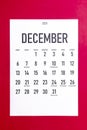 December 2020 calendar with holidays Royalty Free Stock Photo