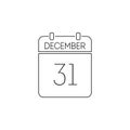 31 december calendar icon line outline thin collection Royalty Free Stock Photo