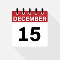 December - Calendar Icon. Calendar Icon with shadow. Flat style. Date, day and month Royalty Free Stock Photo