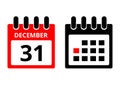 31 December calendar icon