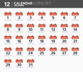 December. Calendar icons set. Date and time. 2018 year. Royalty Free Stock Photo