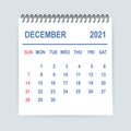 December 2021 Calendar Leaf. Calendar 2021 in flat style. Vector illustration. Royalty Free Stock Photo