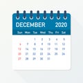 December 2020 Calendar Leaf. Calendar 2020 in flat style. A5 size. Vector illustration.