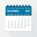 December 2021 Calendar Leaf. Calendar 2021 in flat style. Vector illustration. Royalty Free Stock Photo