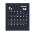 December 2021 Calendar Leaf