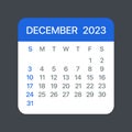 December 2023 Calendar Leaf - Vector template graphic Illustration