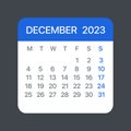 December 2023 Calendar Leaf - Vector template graphic Illustration