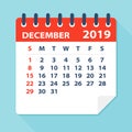 December 2019 Calendar Leaf - Vector Illustration