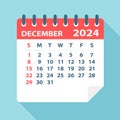 December 2024 Calendar Leaf - Vector Illustration
