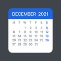 December 2021 Calendar Leaf - Vector template graphic Illustration