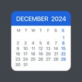 December 2024 Calendar Leaf - Vector template graphic Illustration