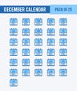 25 December Calendar. Two Color icons Pack. vector illustration Royalty Free Stock Photo