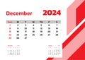 December 2024 Calendar. Week start on Sunday. Desk calendar 2024 design, simple and clean design, Wall calendar for print, digital