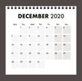 December 2020 calendar with wire band Royalty Free Stock Photo