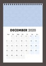 December 2020 calendar with wire band Royalty Free Stock Photo