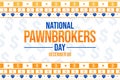 December 6 is celebrated as National Pawnbrokers day, background design with colorful traditional border and typography Royalty Free Stock Photo