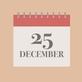 December 25 Christmas Day calendar vector icon Royalty Free Stock Photo