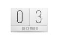 December 3 calendar Royalty Free Stock Photo