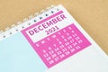December 2021 desk calendar Royalty Free Stock Photo